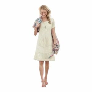 Sundance Ivory Eyelet Shift Dress • Soft Girl Vintage Romantic Cottagecore P8 AG